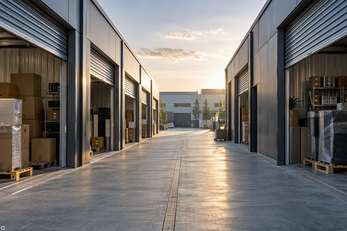 Self Storage als Wachstumsmarkt: Moderne Lageranlage mit hoher Auslastung Moderne Self-Storage-Immobilie mit vermieteten Lagerboxen, professioneller Infrastruktur und hoher Auslastung. Sinnbild für die wachsende Nachfrage nach Lagerflächen und erfolgreiche Self-Storage-Projekte.